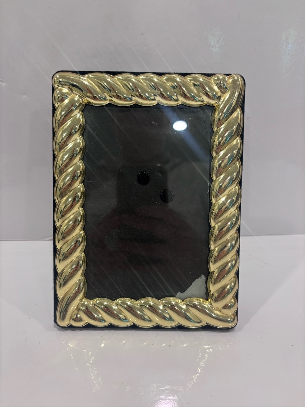 Gold Rope Frame Picture Frame - Unbranded- black velvet back- 4x6